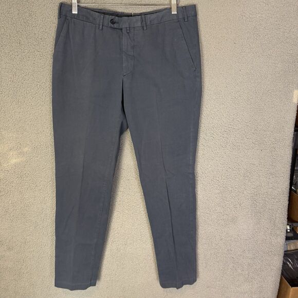 J. Lindeberg Pants Mens 34x31 (EU 50) Blue Cotton Trousers Golf Flat Front - Picture 1 of 10